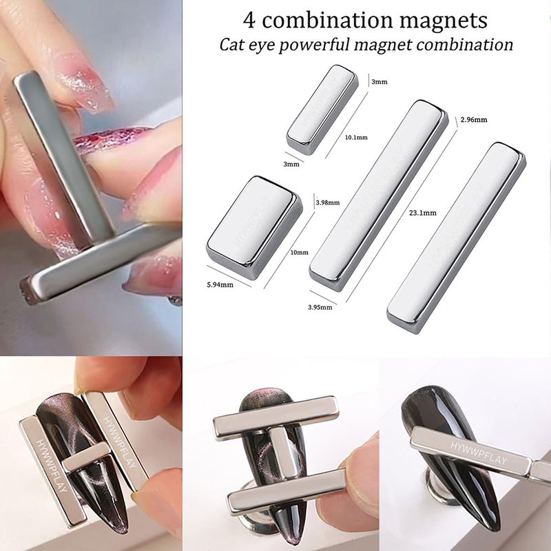 HYWWPFLAY 9Pcs Cat Eye Nail Magnet Tools Cat Eye Nail Polish Magnet Stick 3d Cat Eye Gel Nail Polish Magnetic Wood Multifunctional Strong Magnet for Nails Salon or DIY Nail Art Accessories