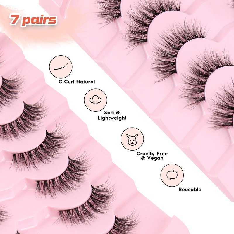 Siligli Lashes Natural Look Lash Strip False Eyelashes 7 Pairs