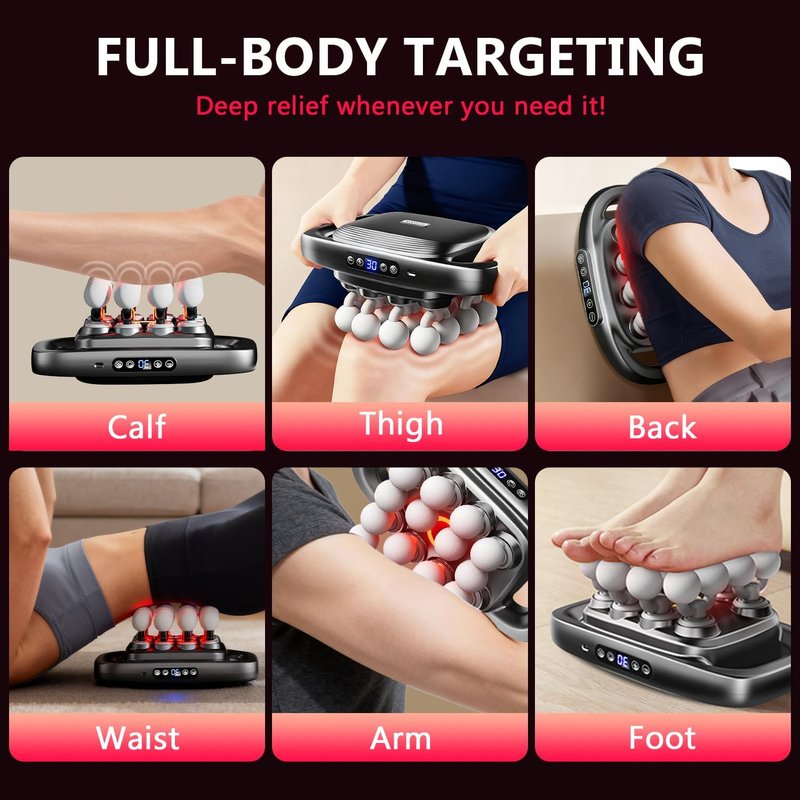 KOOTLEE Deep Tissue Massage Gun - 16 Heads Percussion Massager for Pain Relief & Muscle Relaxation | 3 Modes, 30 Intensity Levels