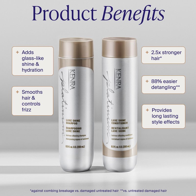 Kenra Platinum Luxe Shine Conditioner | High Shine | Smoothing Conditioner for Frizzy Hair | For Dull Hair | Sulfate Free | Color Safe 8.5oz