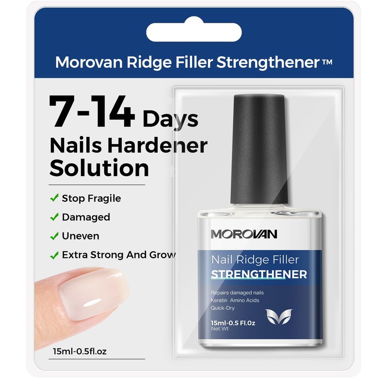 Morovan Nail Strengthener and Growth: Milky White Nail Polish Hardener Ridge Filler, Nail Repair for Damaged Nails, Natural Keratin Strengthening Polish and Concealer, Nail Care for women