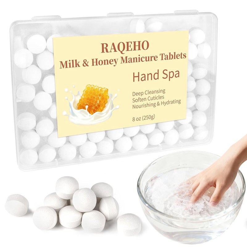 Skiennix Manicure Spa Balls - Milk & Honey Moisturizing Soak Tablets | 80 Count Cuticle Softener for Hands & Feet