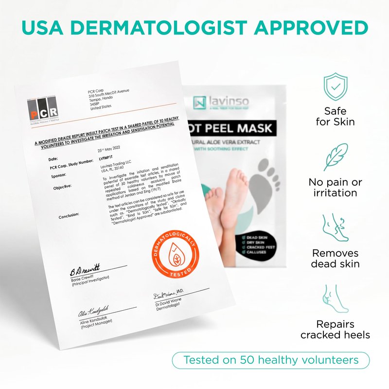 Lavinso Foot Peel Mask for Dry Cracked Feet – 2 Pack Peeling Mask Removes Dead Skin and Calluses - Exfoliating for Soft Baby Feet, Original Scent