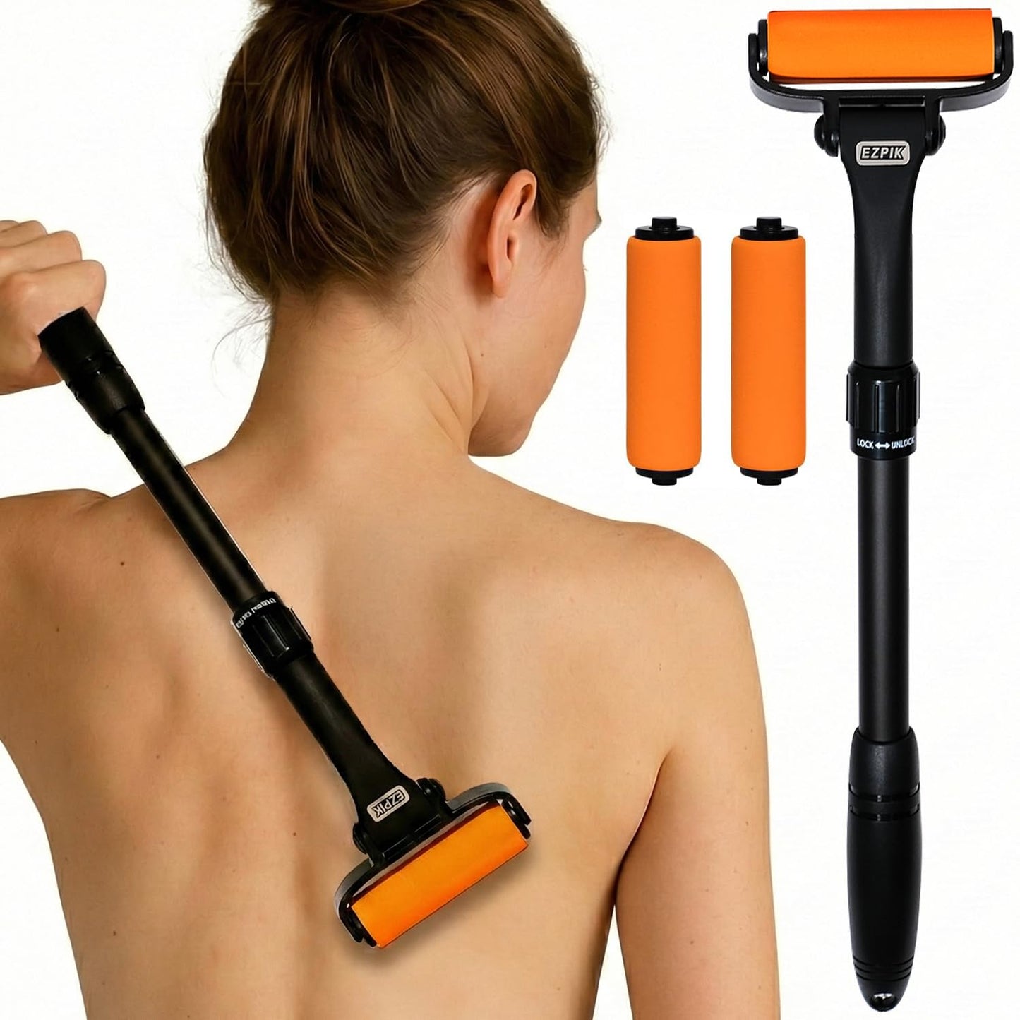 EZPIK Lotion Applicator for Back, Extendable up to 23" - Curved Design Back Lotion Applicator for Elderly/Seniors with Limited Mobility, Lotion Stick & Sunscreen Applicator for Skin Cream, Oils & More