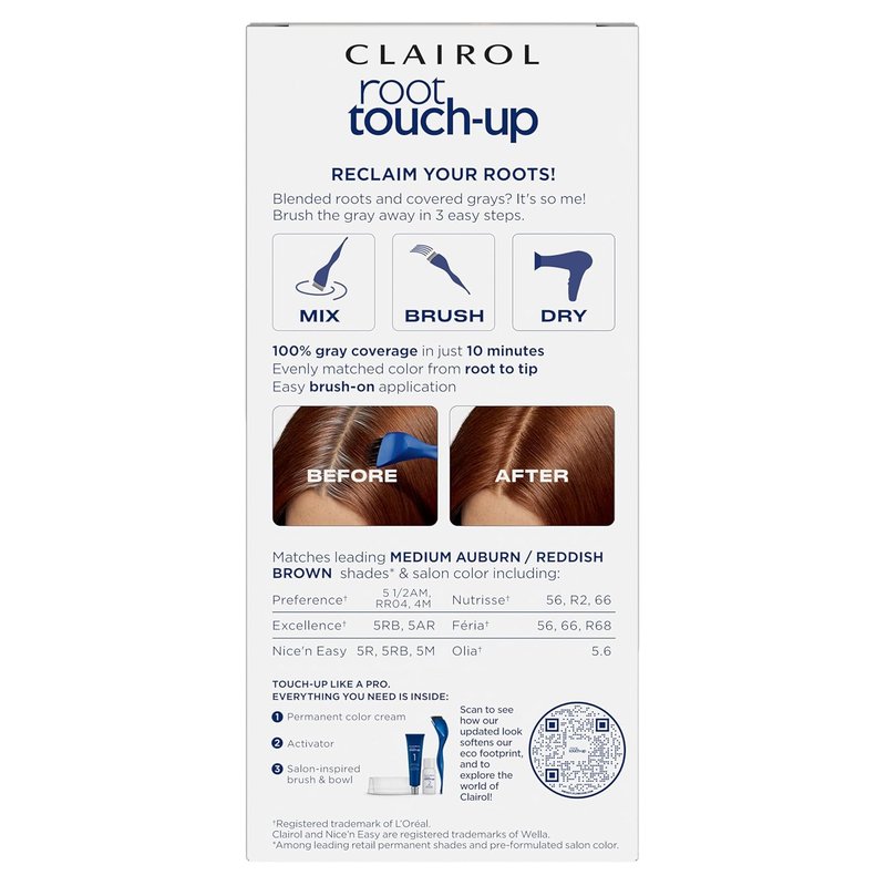 Clairol Root Touch-Up Permanent Hair Dye - 5R Medium Auburn | 100% Gray Coverage, Easy Brush Application