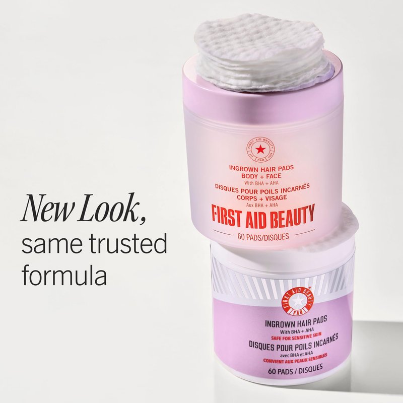 First Aid Beauty Ingrown Hair Pads, Body & Face with BHA & AHA - Dermatologist-Tested Aftershave Treatment to Help Prevent Razor Bumps & Exfoliate Underarms & Bikini Area - Sensitive Skin - 60 Count