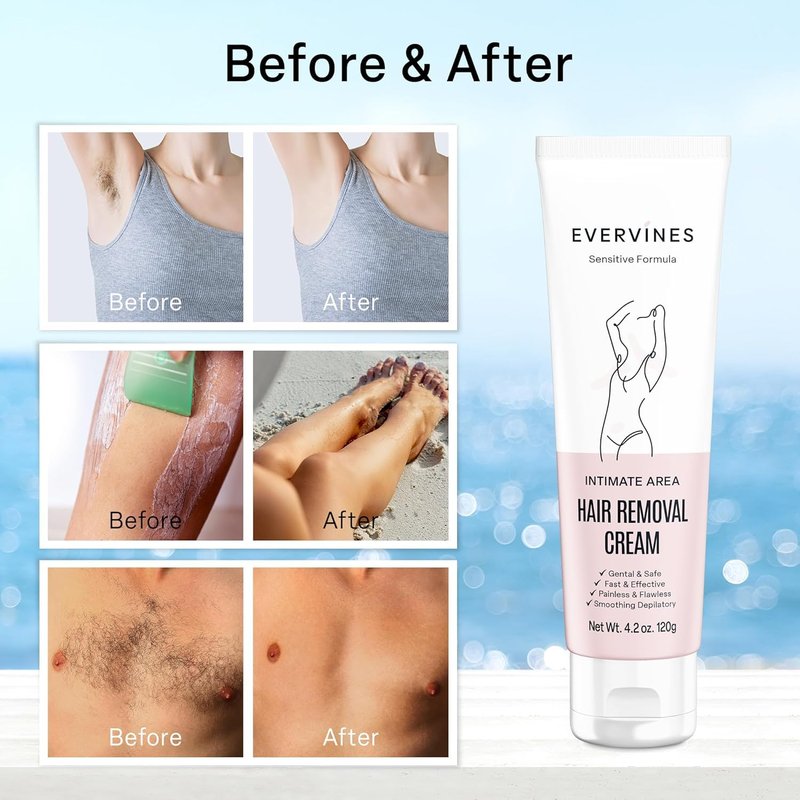 Hair Removal Cream for Women - Fast & Painless Depilatory for Sensitive Skin | 4.2oz - Ideal for Bikini, Legs, Arms, Underarms