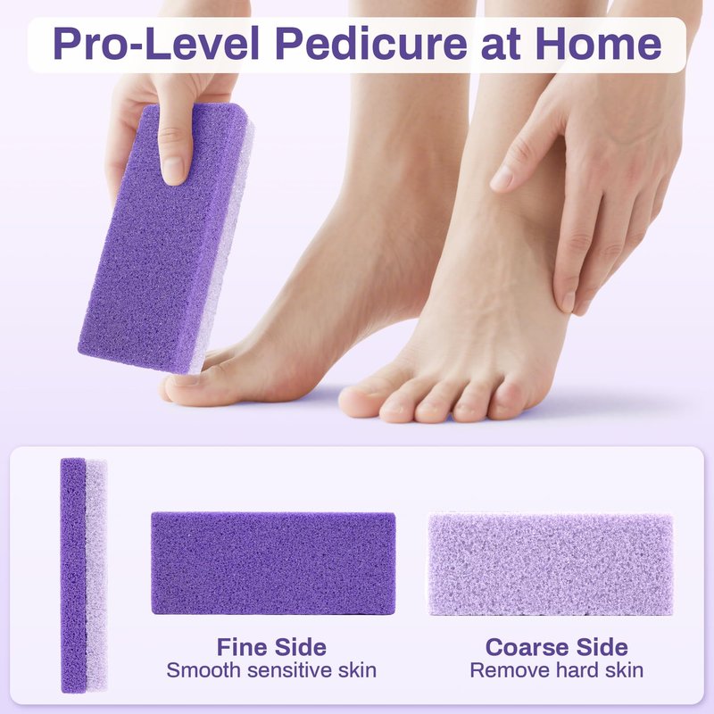 RAQEHO 10 Pumice Stone for Feet - 4.7 x 2 x 1 Inch Double Side Purple Foot Pumice Stone, Foot Filer Pedicura Scrubber for Callus Removal, Foot Care Spa Productos for Dark Elbows Hard Skin Exfoliating