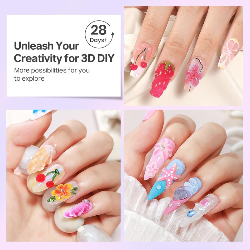 MIZHSE 30g 3D Gel Nail Art Clear Sculpting Gel Non-Sticky Molding Gels for Nails Sculpting U V LED Soak Off Gels Polish with Nail Art Pen Nail Design Home Manicure