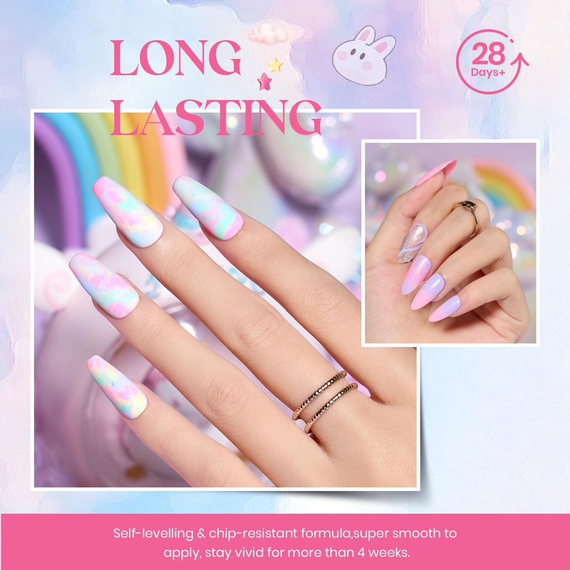 Beetles Pastel Gel Nail Polish Set - 24Pcs Macaron Spring Gel Polish with 3Pcs Base Top Coat, Pink Purple Blue Shimmer Green Colors Double-ended Brush Soak off UV Nail Gifts for Women