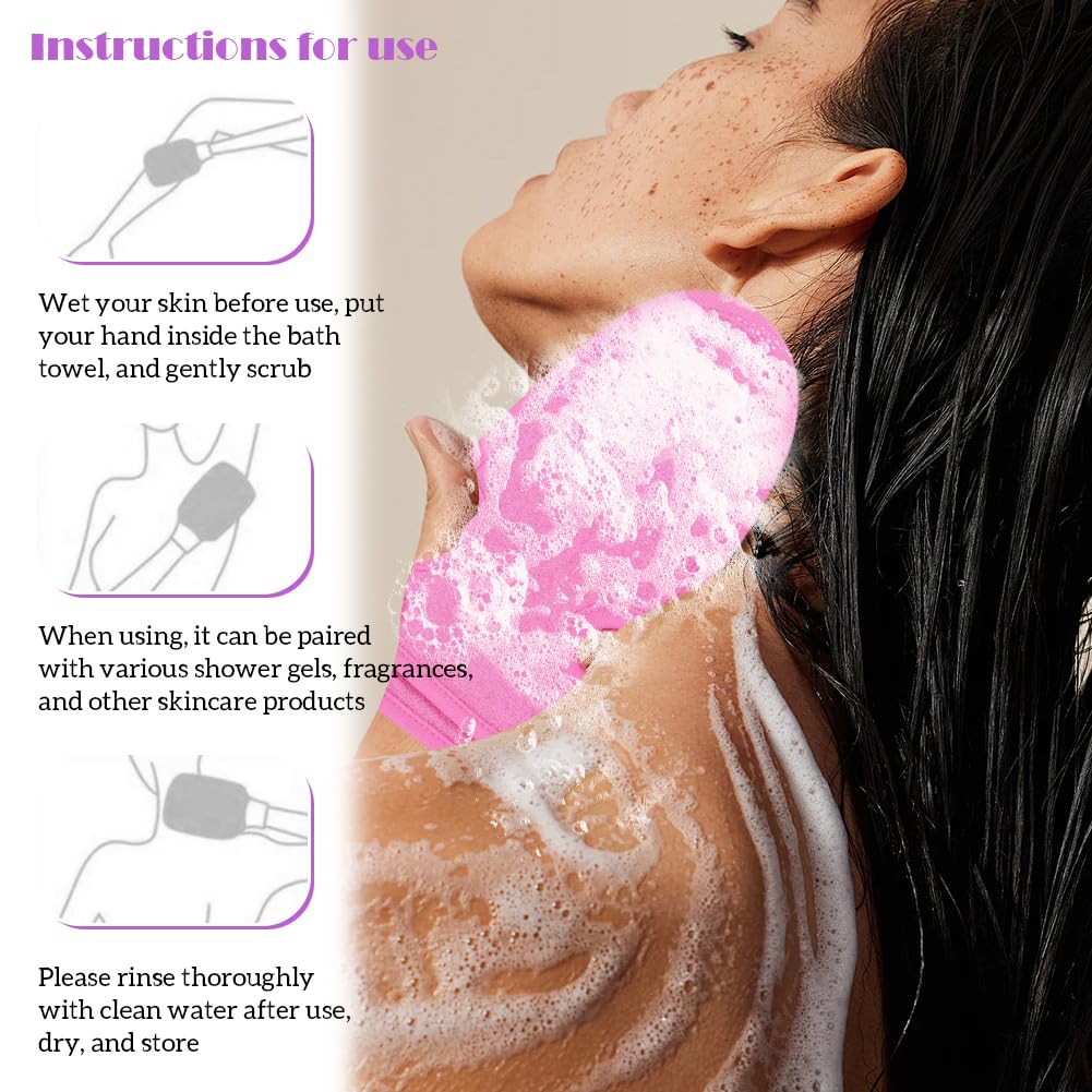 ericotry 3PCS Bathing Shower Exfoliating Mitts Towel Soft Skin Care Face Body Wash Massage Spa Mittens for Adult and Kids(Color Random)