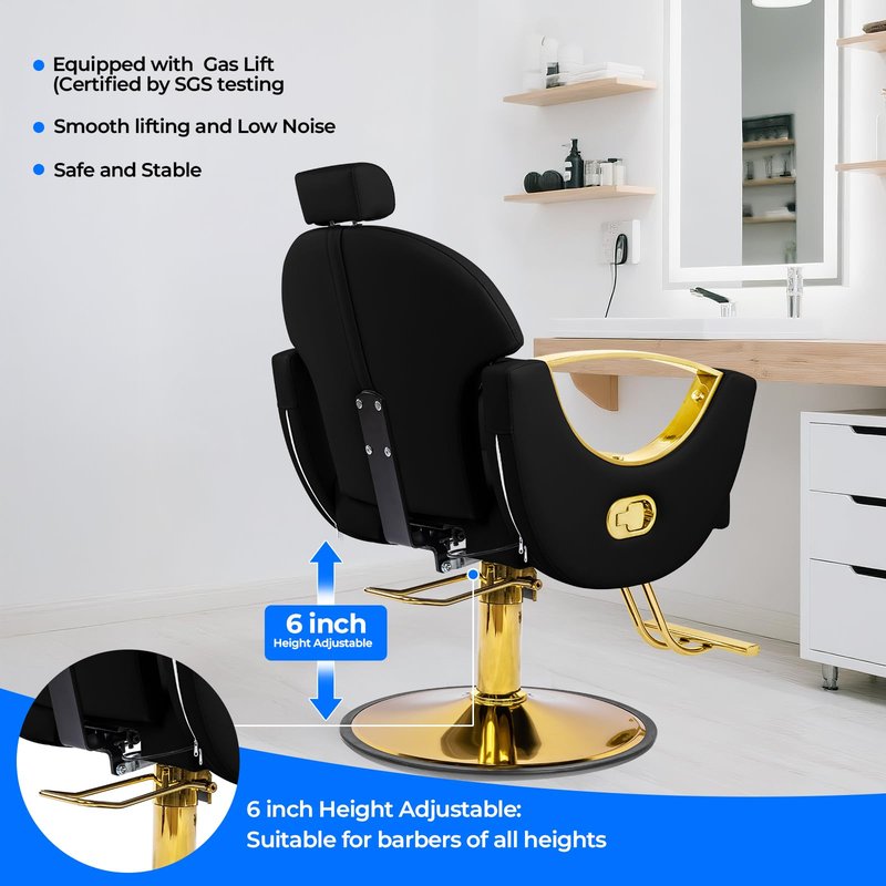 Lavoker Barber Chair Reclining Styling Salon Chair for Hair Stylist Height Adjustable 360 Swivel for Home Barbershop