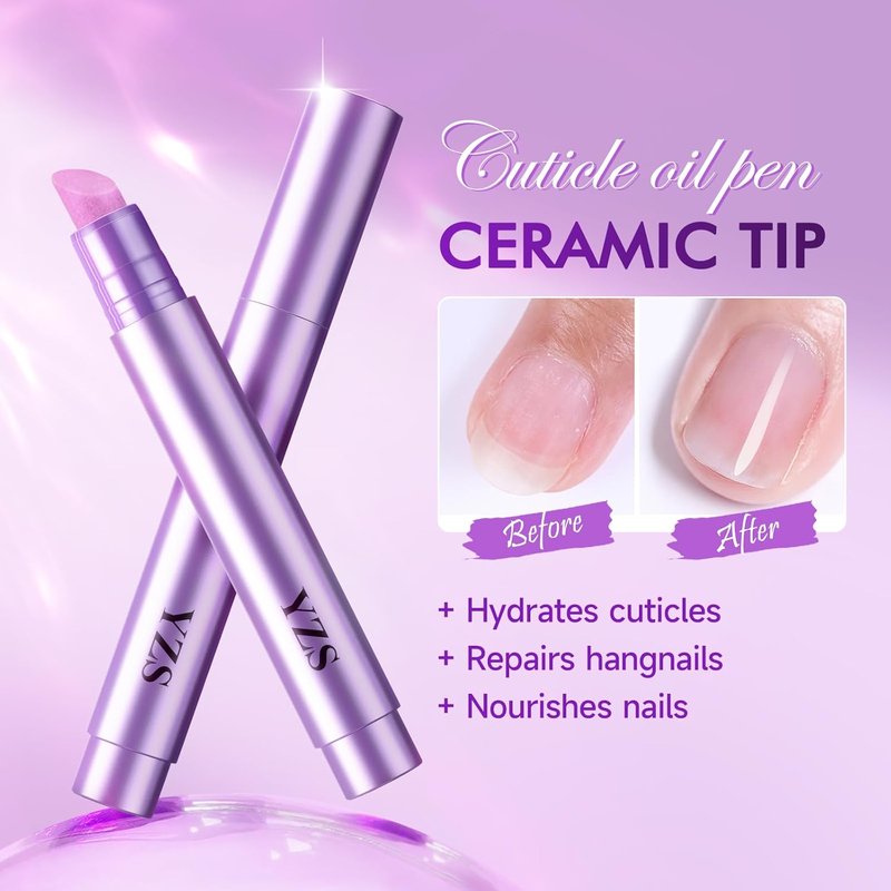 Cuticle Oil Pen - 4-in-1 Nail Treatment with Ceramic Tip | Cuticle Remover for Hangnails & Damaged Nails