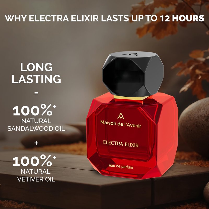 Maison de l'Avenir Electra Elixir | Classic Floral Chypre | Unisex Cologne & Perfume | Natural & Essential Oils | Eau de Parfum (24 Hours) | Made in UAE | 100ml / 3.4 fl. oz. | Perfume Gift