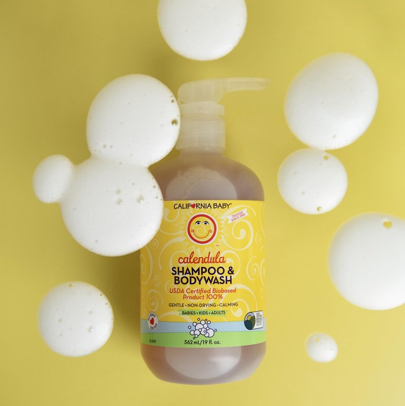 California Baby Calendula Baby Shampoo + Baby Wash | 100% Plant-Based | Soothing Lavender Body Wash | Sensitive Skin | Hypoallergenic | 19 oz (2-Pack)