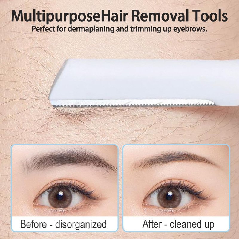 Dermaplane Razor for Women Face, 10 Pack Professional Facial Hair Removal & Dermaplaning Tool for Peach Fuzz, Eyebrow Shaping and Gentle Exfoliation (White)