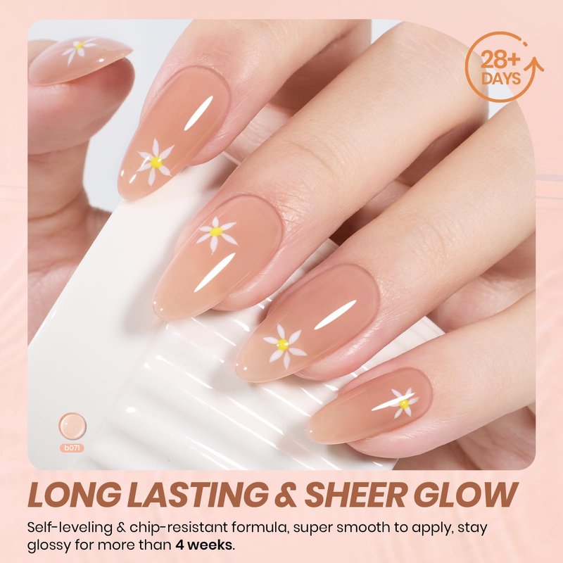Beetles Jelly Nude Gel Nail Polish – 15ml Sheer Translucent Neutral Brown Gel Polish Buildable Soak Off UV LED Nail Art Salon DIY Summer Manicure Gift for Women