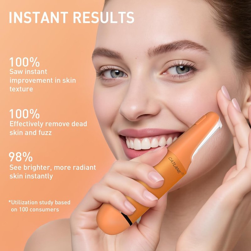 Dermaplane Razor for Women - Sonic Exfoliation Tool for Peach Fuzz & Hair Removal | 10 Blades, Cosmic Orange