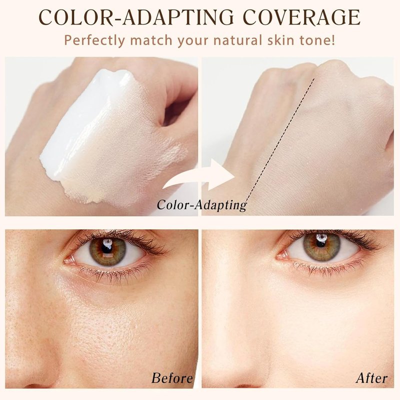 Color Changing Foundation with SPF 50 - 4 in 1 Moisturizing Cream for Medium-Full Coverage | Lightweight Liquid Makeup