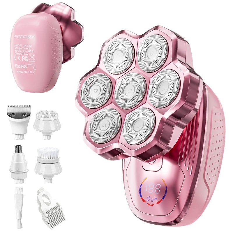 Electric Razors for Women Legs, 5-in-1 Electric Shaver for Women & Body Shaver, Waterproof Wet/Dry 7-Blade Women’s Electric Shaver with Womens Facial Hair Shaver for Lady Face Underarms Public