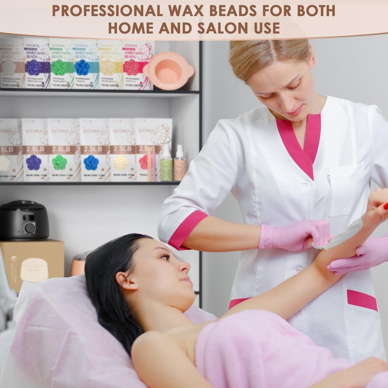 KOTAMU Hard Wax Beads for Hair Removal - 1lb Sensitive Skin Thick Hair Formula for Full Body, Face, Chest, Back, Leg, Bikini Brazilian Waxing - Wax Refill for Women and Men