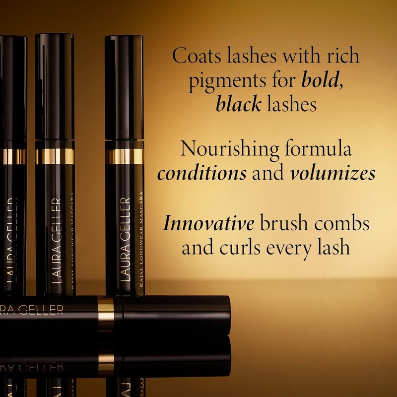 LAURA GELLER NEW YORK Kajal Longwear Mascara – Black – Volumizing, Lengthening, & Defining Mascara - Smudge‑Proof & Flake‑Proof Wear, Buildable Formula