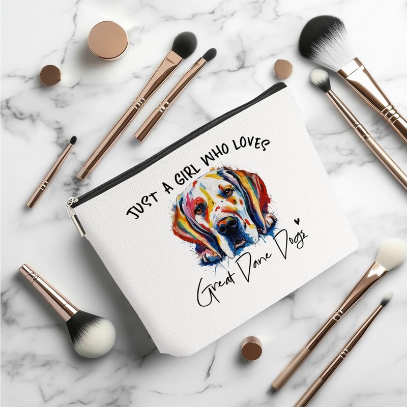 CFGBFDGH Great Dane Gifts Makeup Bag Great Dane Dog Lovers Cosmetic Bag Travel Organizer Bags Makeup Pouch, Christmas Birthday Friendship Animal Lovers Gifts for Women Girls Sisters