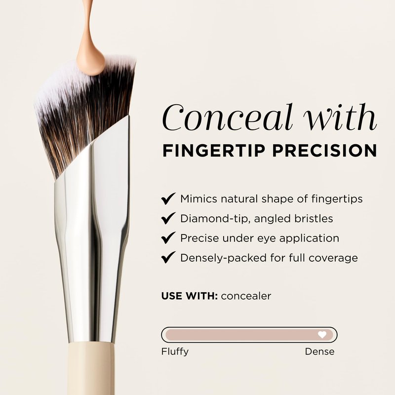 HALEYS Beauty Concealer Makeup Brush for Under Eye & Face Makeup, Precision Flat Brush for Cream, Liquid & Powder Make Up, Seamless Blending, Targets Under Eyes and Blemishes, Vegan & Cruelty Free