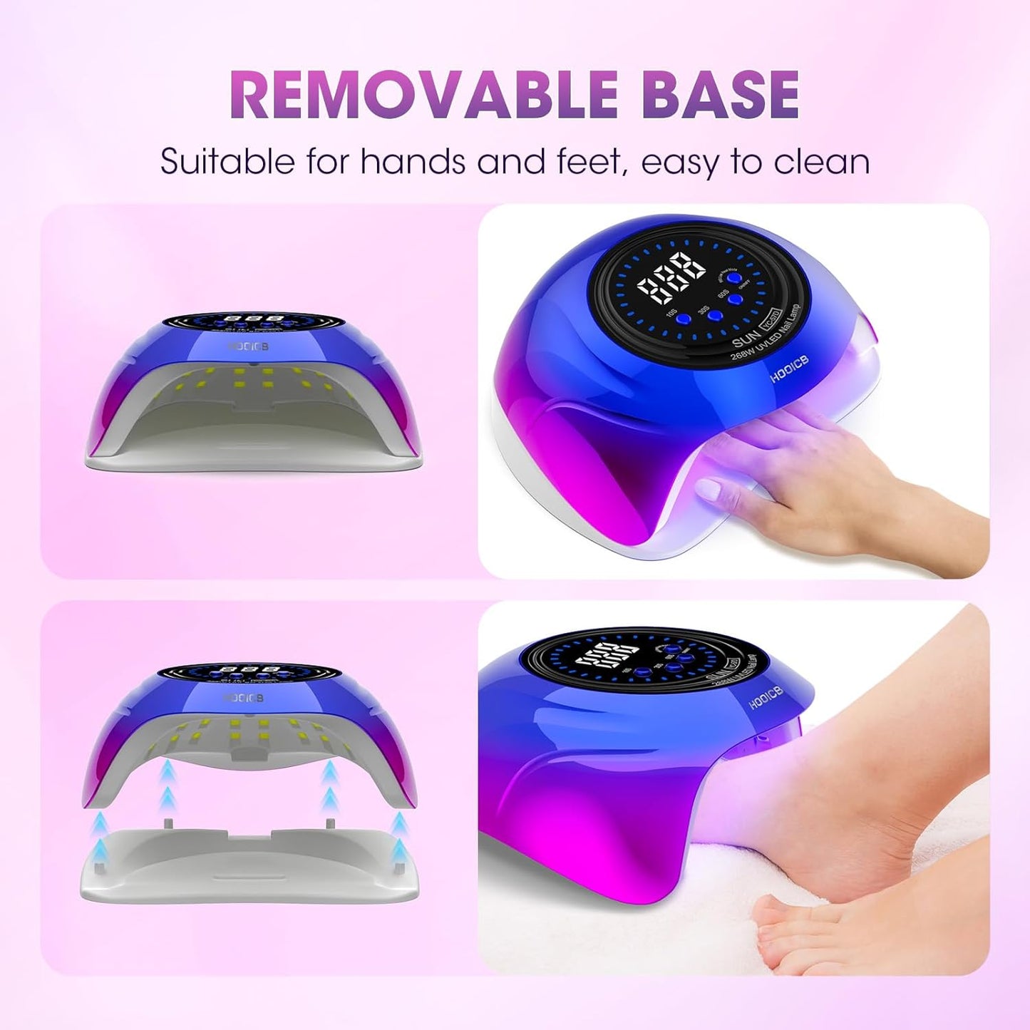UV LED Nail Lamp - 268W Nail Dryer for Gel Polish with 4 Timers & Automatic Sensor | Colorful Design for Home & Salon