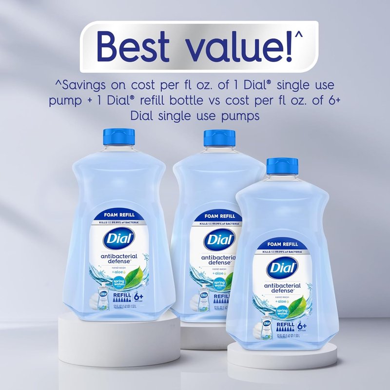 Dial Antibacterial Foaming Hand Soap - Aloe & Spring Water Scent, 52 Fl Oz Refill (Pack of 2)