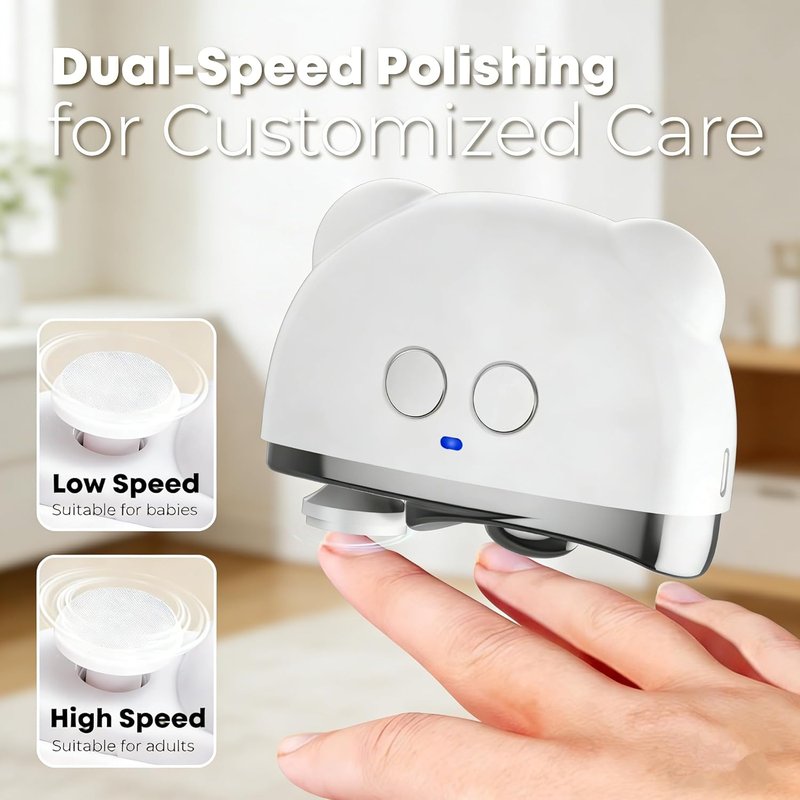 Skiennix Electric Nail Clipper - Safe & Painless Automatic Nail Cutter with LED Light | 3 Speeds, White