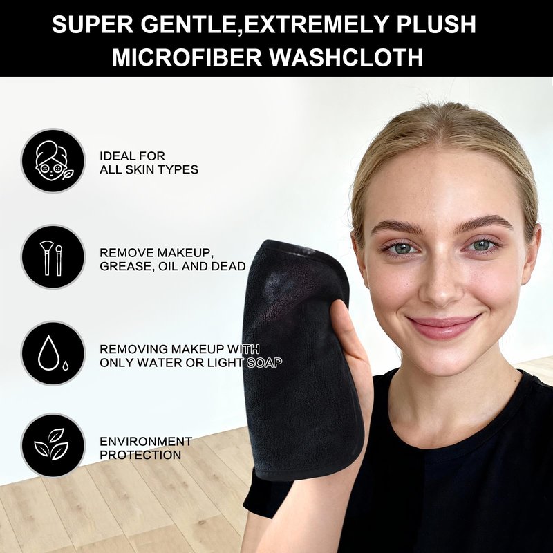SINLAND Microfiber Facial Cloths Fast Drying Washcloth 8inch x 8inch Absorbent Face Wash Cloth Soft Makeup Remover Cloths