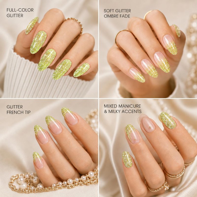 Beetles Lime Green Glitter Gel Nail Polish - Sparkly UV LED Soak Off Color for Summer Nail Art | 15ML