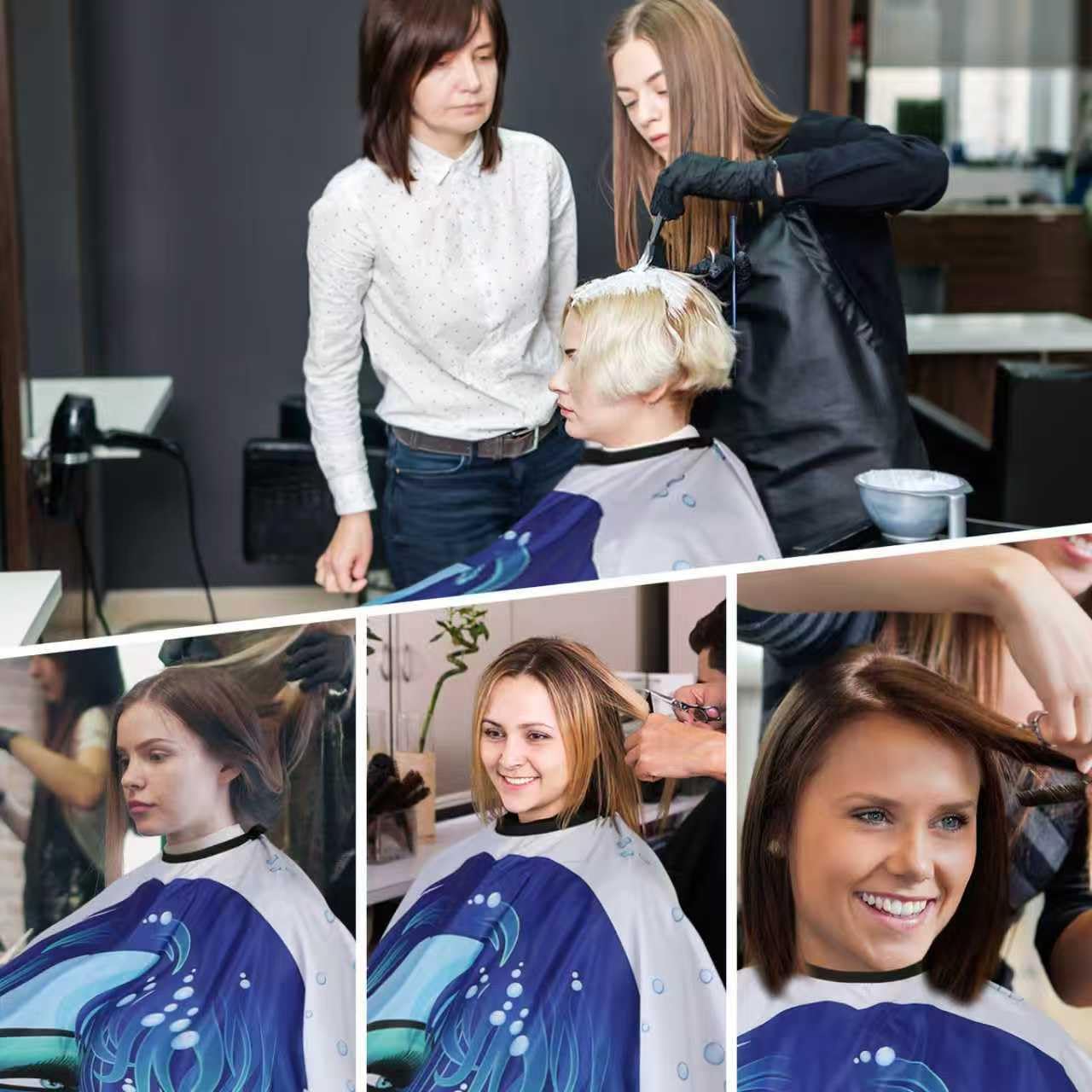 YELEGI Professional Hair Cutting Cape(2Pcs), Salon Barber Cape with Adjustable Snap Closure, Waterproof Hair Dye Color Cape Hair dressing stylist apron (Fashionable Woman & Girl)