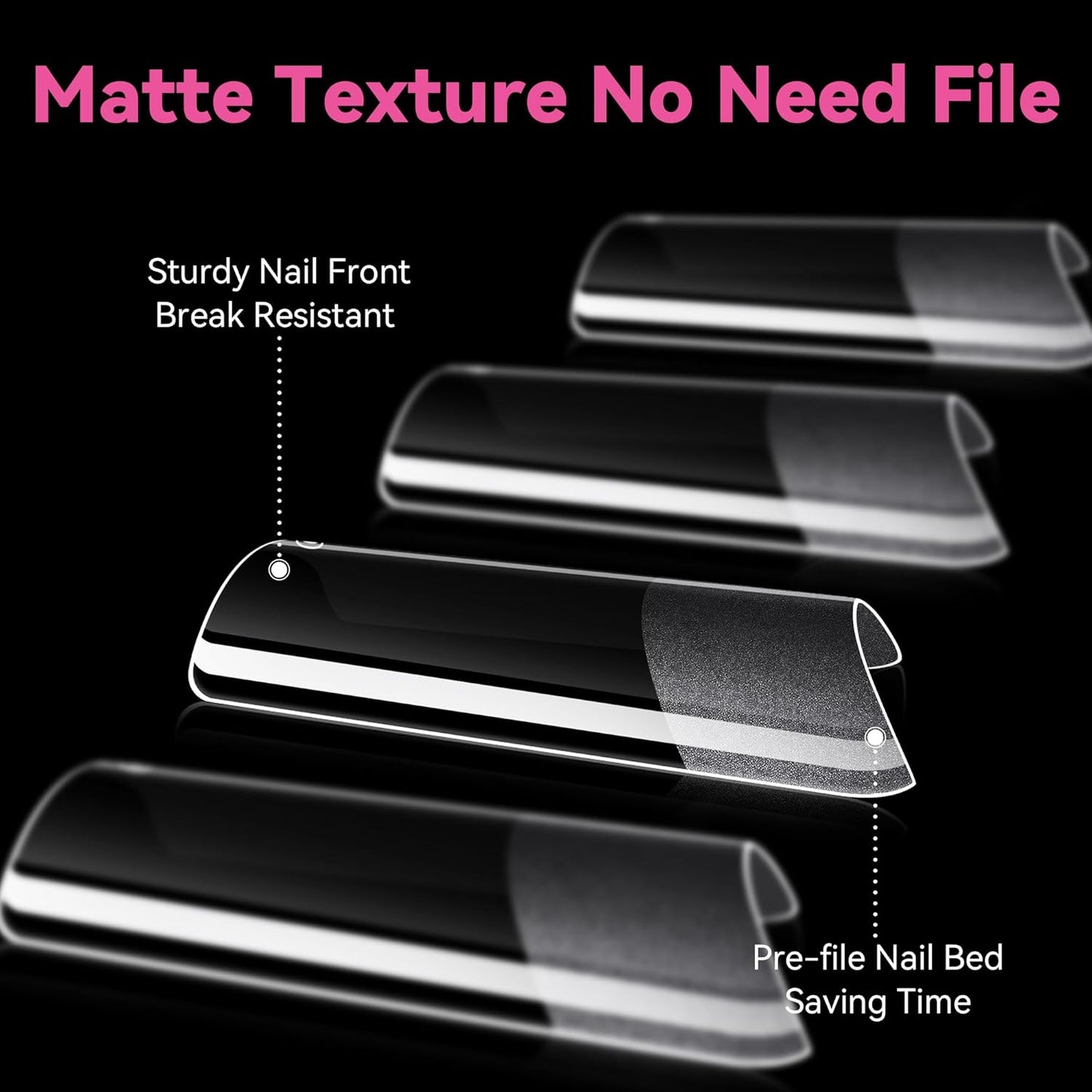 UNA GELLA Medium Square Nail Tips - 216 Pcs Clear Half Cover Gel Nails for DIY & Salon Use | Long-Lasting Matte Finish