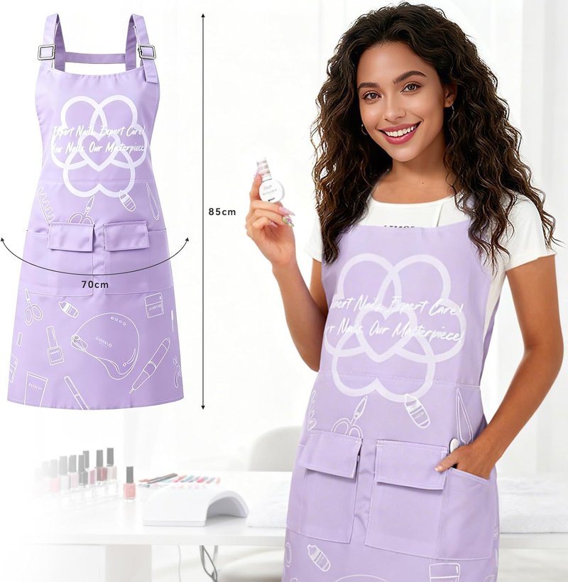 SAVILAND Nail Tech Apron - Waterproof & Stain-Resistant with Multiple Pockets | Adjustable Size 25x35cm