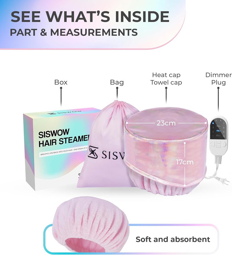 Heating Cap for Deep Conditioning - 10-Level Adjustable Heat | Portable & Waterproof Hair Steamer for Natural Black Hair