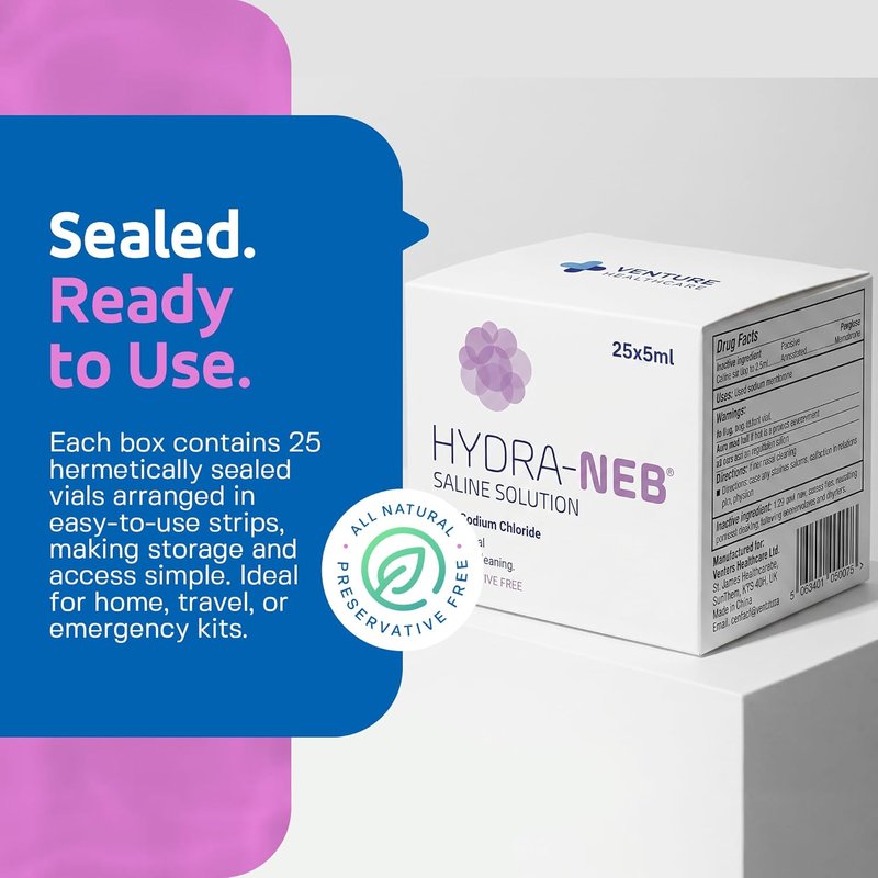 0.9% Saline Solution - Sodium Chloride Nasal Irrigation & Moisturizing for All Ages | 125 ml