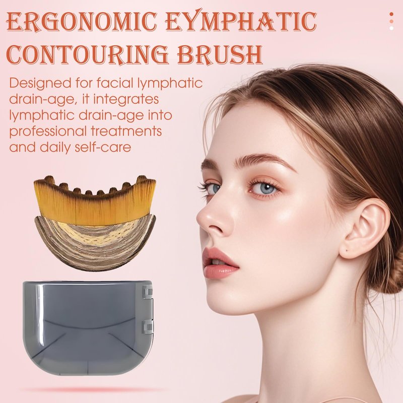 BFRAHD 2PCS Lymphatic Contour Face Brush,3-in-1 Lymphatic Drainage Massager&Sculpting Tool,Ultra-Soft Facial Brush for Puffiness Relief & Glowing Skin,Portable Lymphatic Drainage Tool