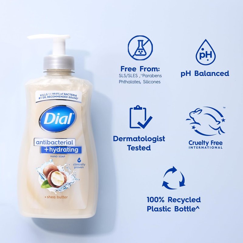Dial Antibacterial Hand Soap - Hydrating Shea Butter Formula | 11oz (Pack of 4)