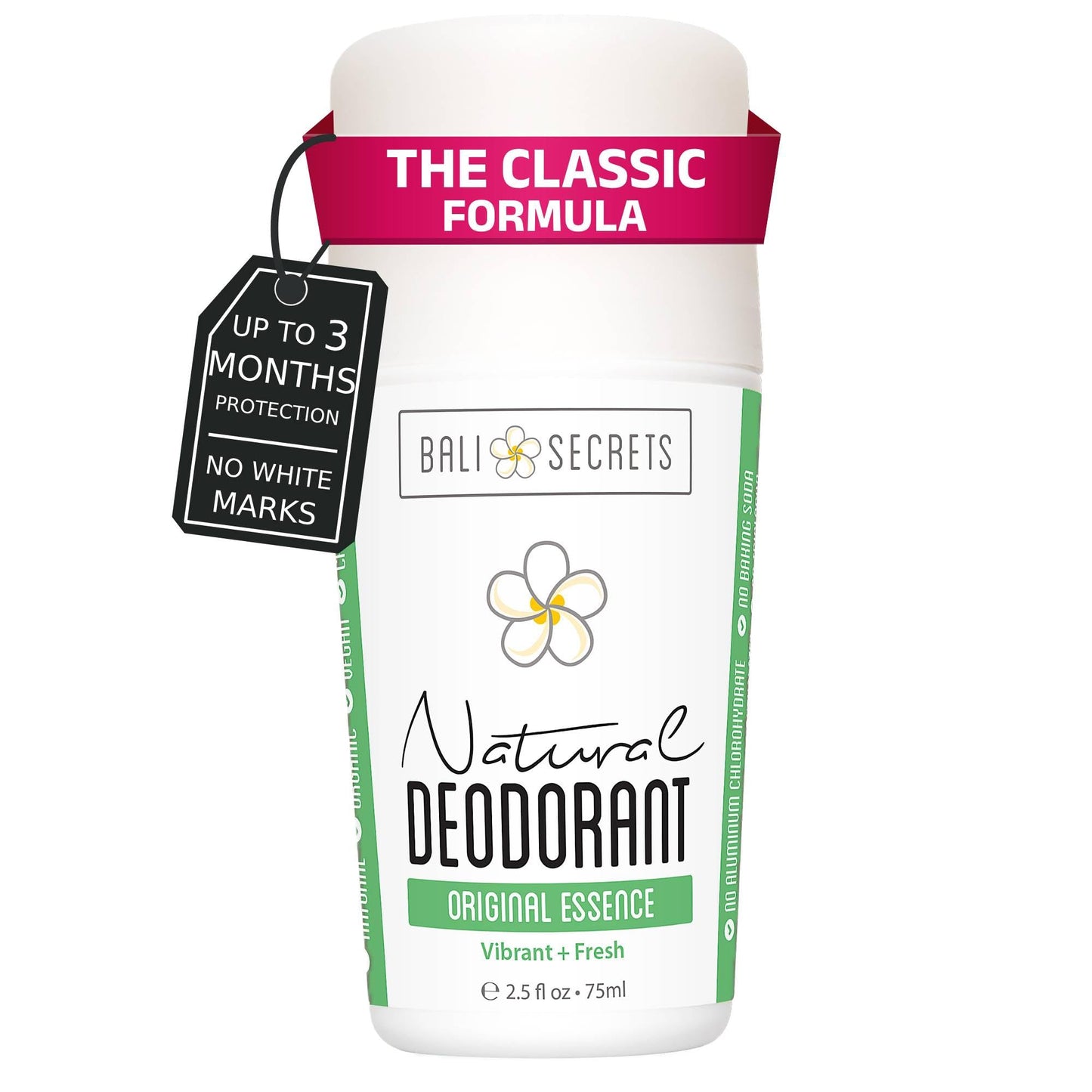 Bali Secrets The Classic Natural Deodorant for Women & Men, No Synthetic Aluminium, Up to 48h Odor Protection, Baking Soda Free, Non Toxic & Clean Ingredients, Sensitive Skin, Vegan [ORIGINAL]