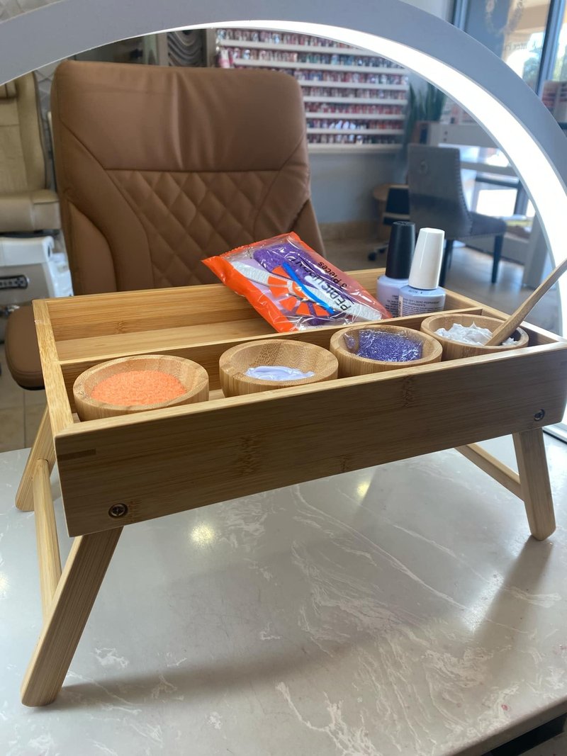 Pedicure Spa Tray with Legs Made with Bamboo 31cm x 21cm x 5cm (Legs 13.5cm)
