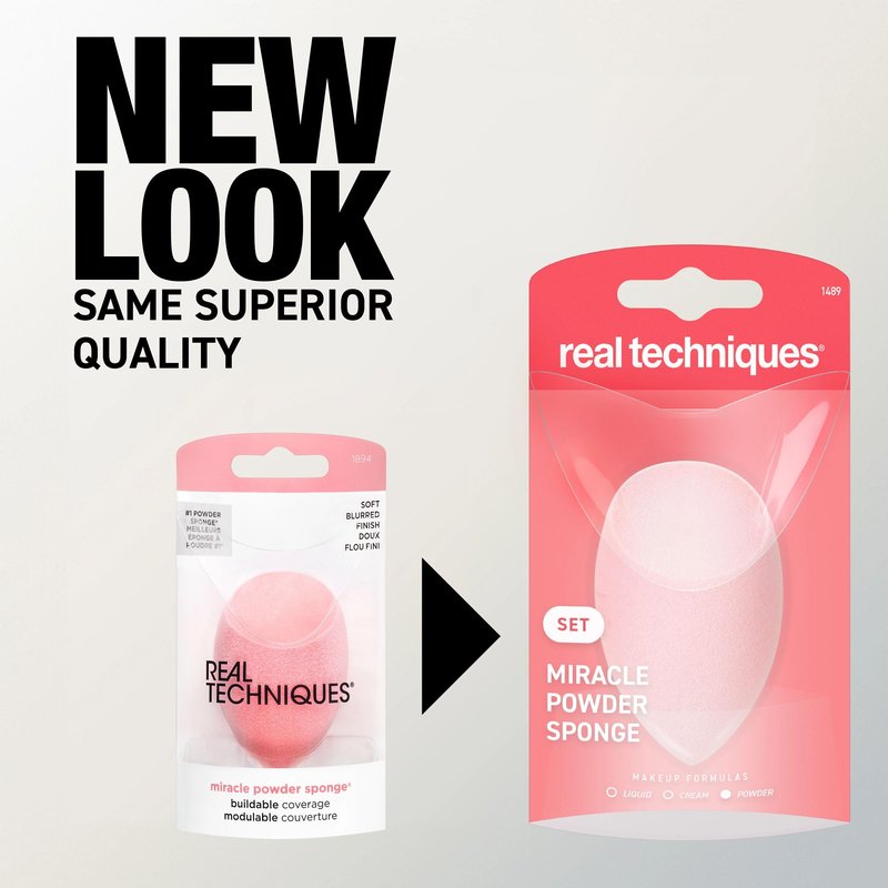 Real Techniques Miracle Powder Sponge, Makeup Blending Sponge For Powder Products, Set Makeup For Natural Finish & Cloud Skin, Buildable Coverage, Velvet Material, Latex-Free Foam, 1 Count