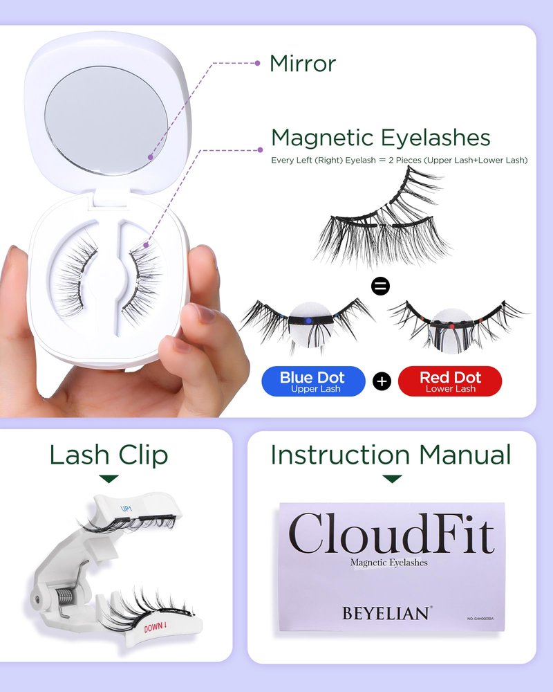 BEYELIAN Magnetic Eyelashes with Applicator Kit, Upgrade Soft Magnetic Lashes Reusable False Eyelashes Natural Look, No Glue Needed Eyelashes for Eye (Lightweight & Comfortable)