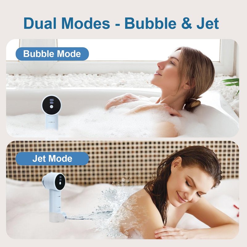 COKEJA Bath Jets for Tub, Portable Spa Jet with Bubble & Jet Modes – 8800mAh Rechargeable Battery, 3 Speeds, IP67 Waterproof LED Display, Hot Tub Spa Accessories, Home Spa Relaxation Gift