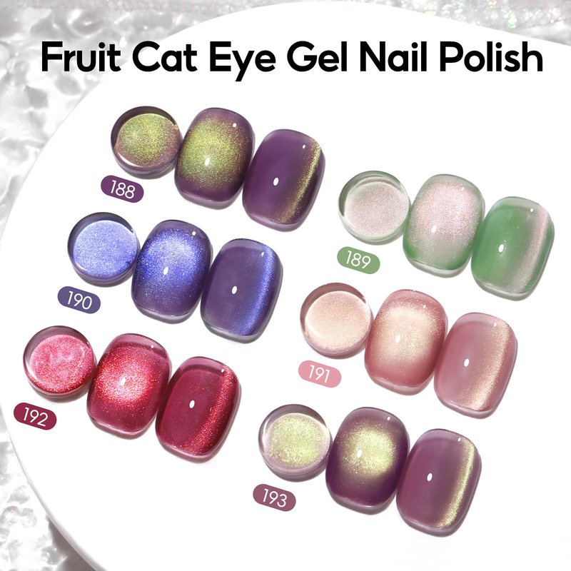 PEACECOLOR Cat Eye Gel Nail Polish Set, 6 Colors Glitter Red Green Purple Nude Sparkle Gel Polish Set Soak Off U V Lamp Magnetic Nail Polish Kit Gifts for Women DIY Home Salon
