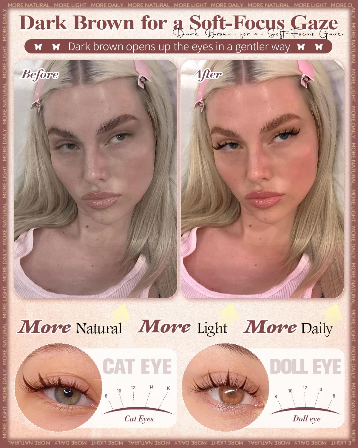 WTVANE Brown Lash Clusters Manga Eyelash Clusters Natural Lash Extensions 8-16mm Wispy Lash Clusters with Spikes Clear Band Individual Lashes Dark Brown Cluster Eyelash Extensions Anime Look