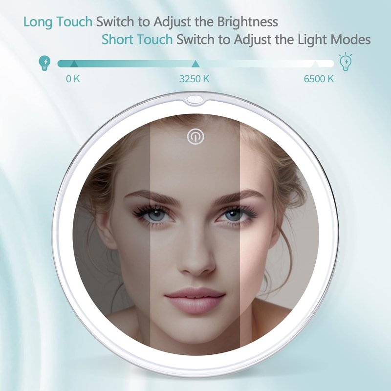 Lighted Makeup Mirror - 30X Magnification with Adjustable Brightness | 3 Color Modes, 360° Swivel Design, Suction Cup