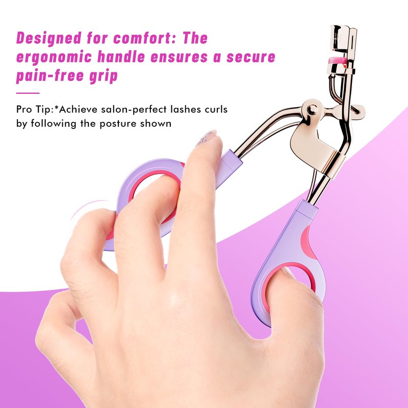 Eye Lash Curler with 6 Replacement Pads, Whalrace Eyelash Curlers Superior Curling Effect, Beautiful and Easy to Identify, Valentine's Day Gift for Her, Beauty Enthusiasts -Rose Gold Purple Red