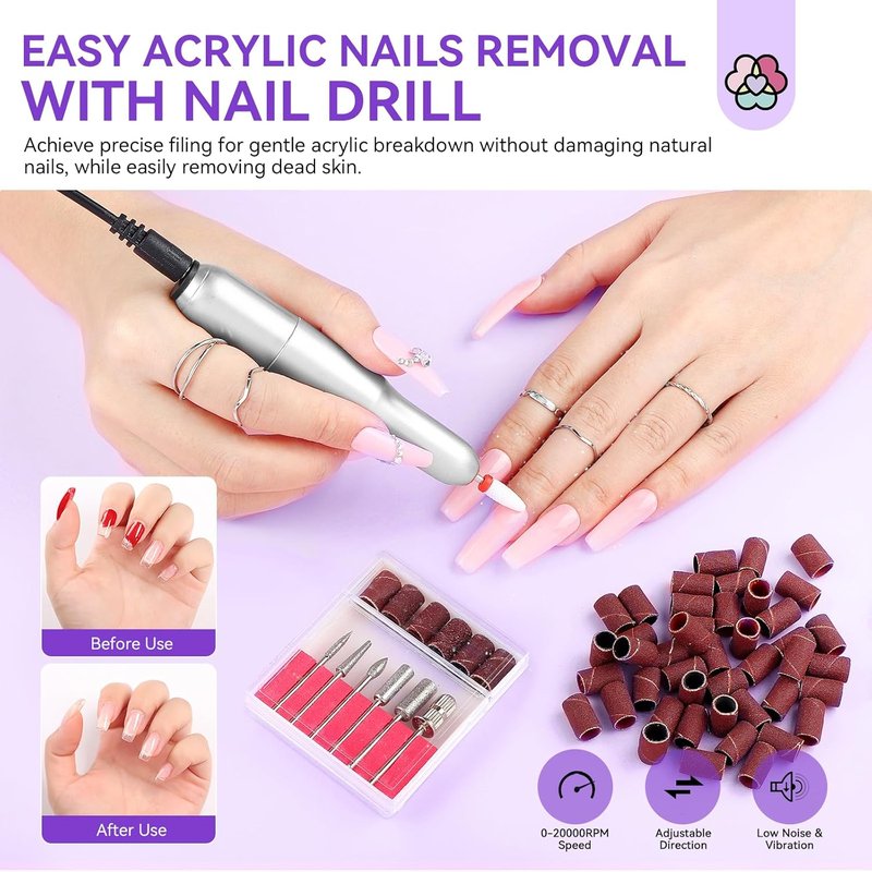 SAVILAND Acrylic Nail Kit - Professional Starter Set with White, Pink & Clear Powder | Manicure Tools for DIY